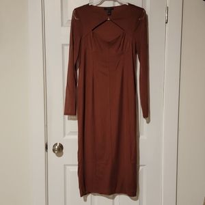 Espresso mesh cutout midi dress